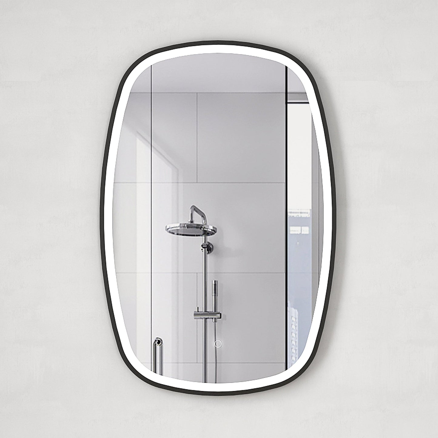 Riri Oblong 600mm x 900mm Frontlit LED Mirror with Matte Black Frame and Demister