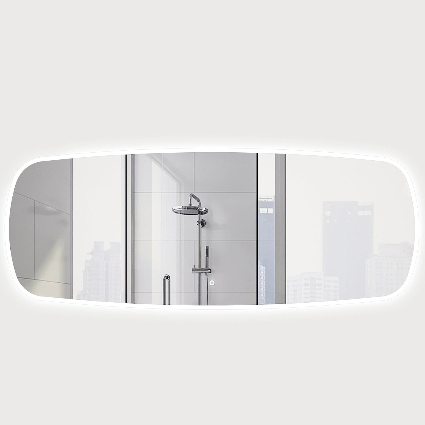 Riri Oblong 1800mm x 700mm Frontlit and Backlit LED Frameless Mirror with Frosted Glass Border and Demister
