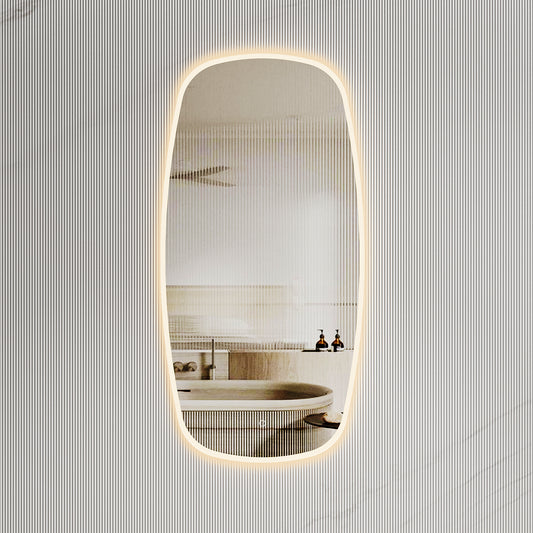 Riri Oblong 600mm x 1200mm LED Mirror with Frosted Glass Border and Demister