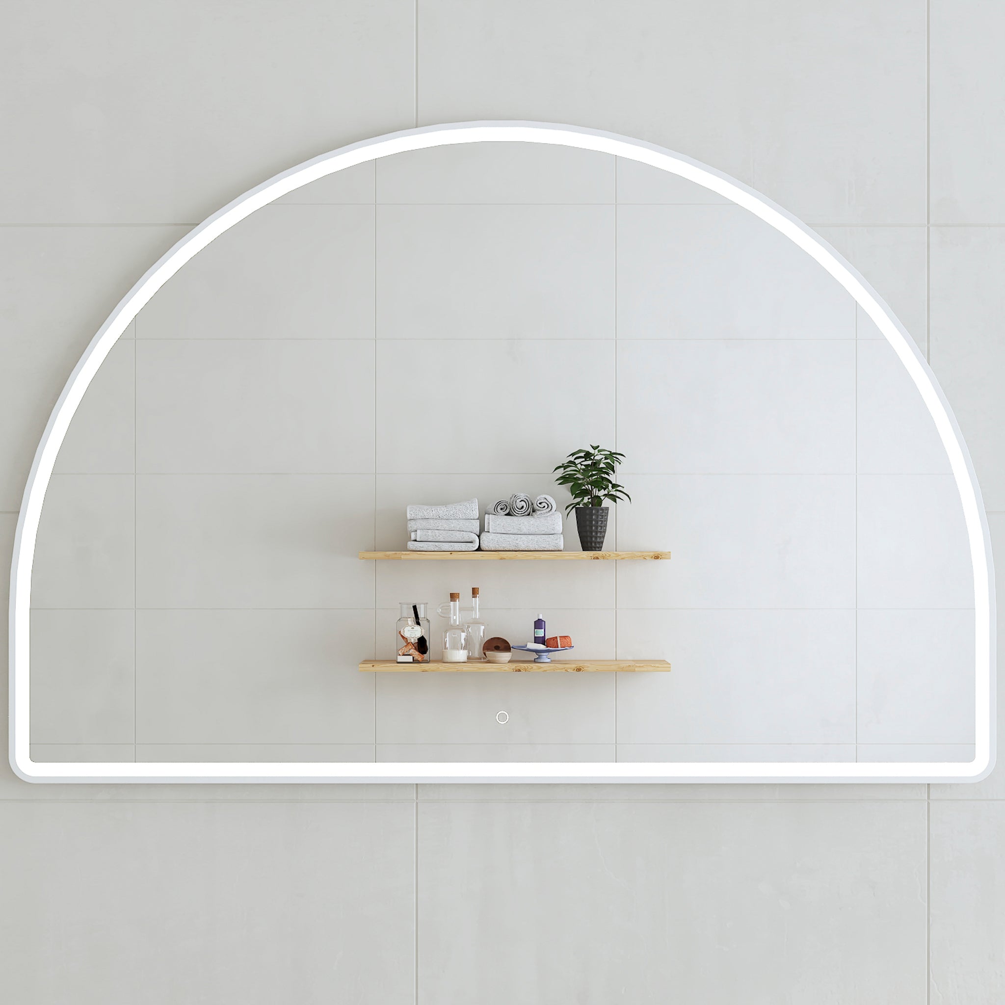 Arco Arch 1500mm x 1000mm Frontlit LED Framed Mirror in Matte White wi ...