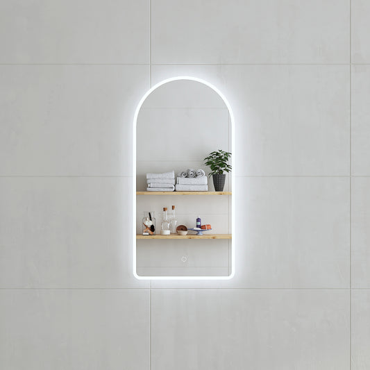 Arco Arch 400mm x 800mm LED Mirror with Frosted Glass Border and Demister