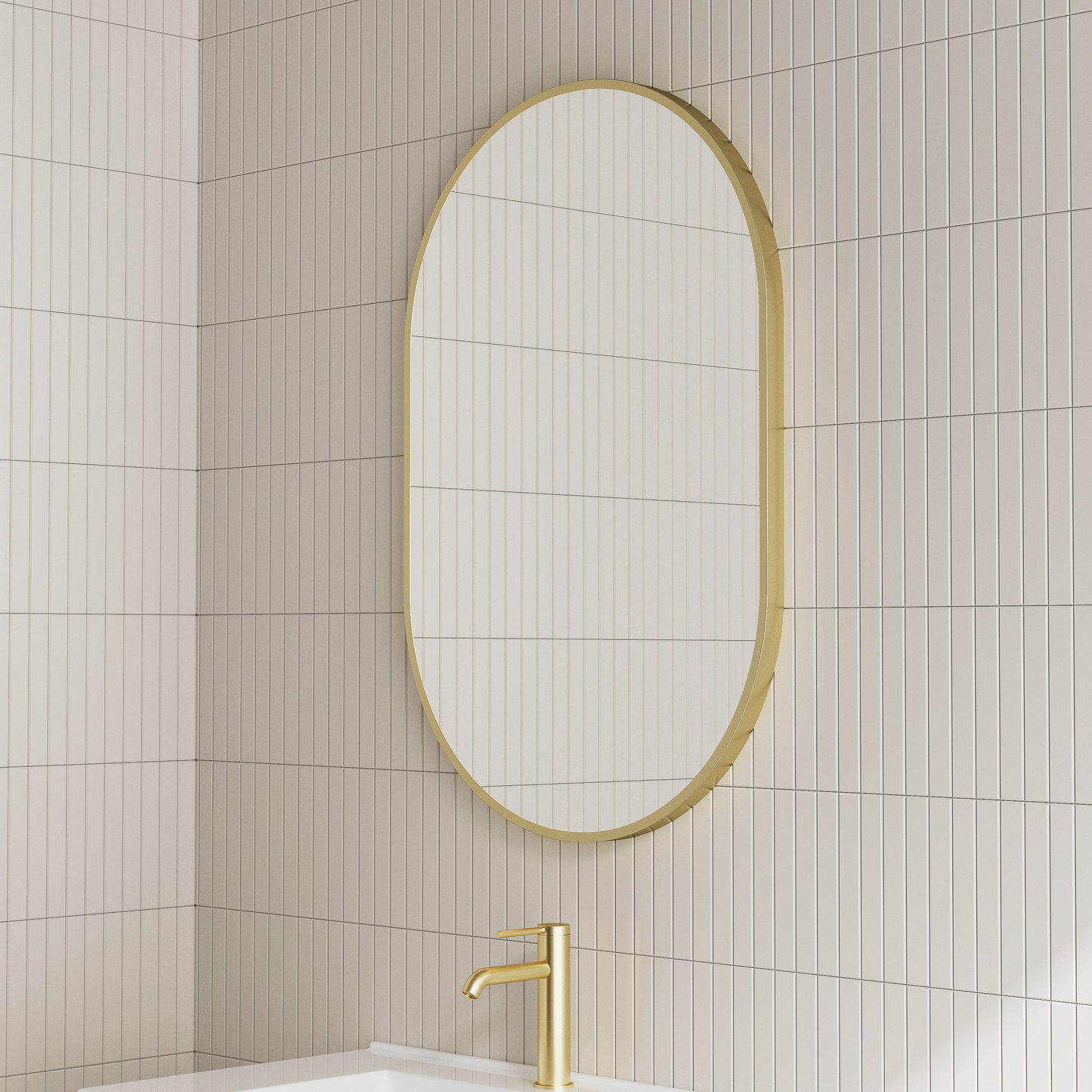 Pill Oval 700mm x 1000mm Mirror with Brushed Brass (Gold) Frame