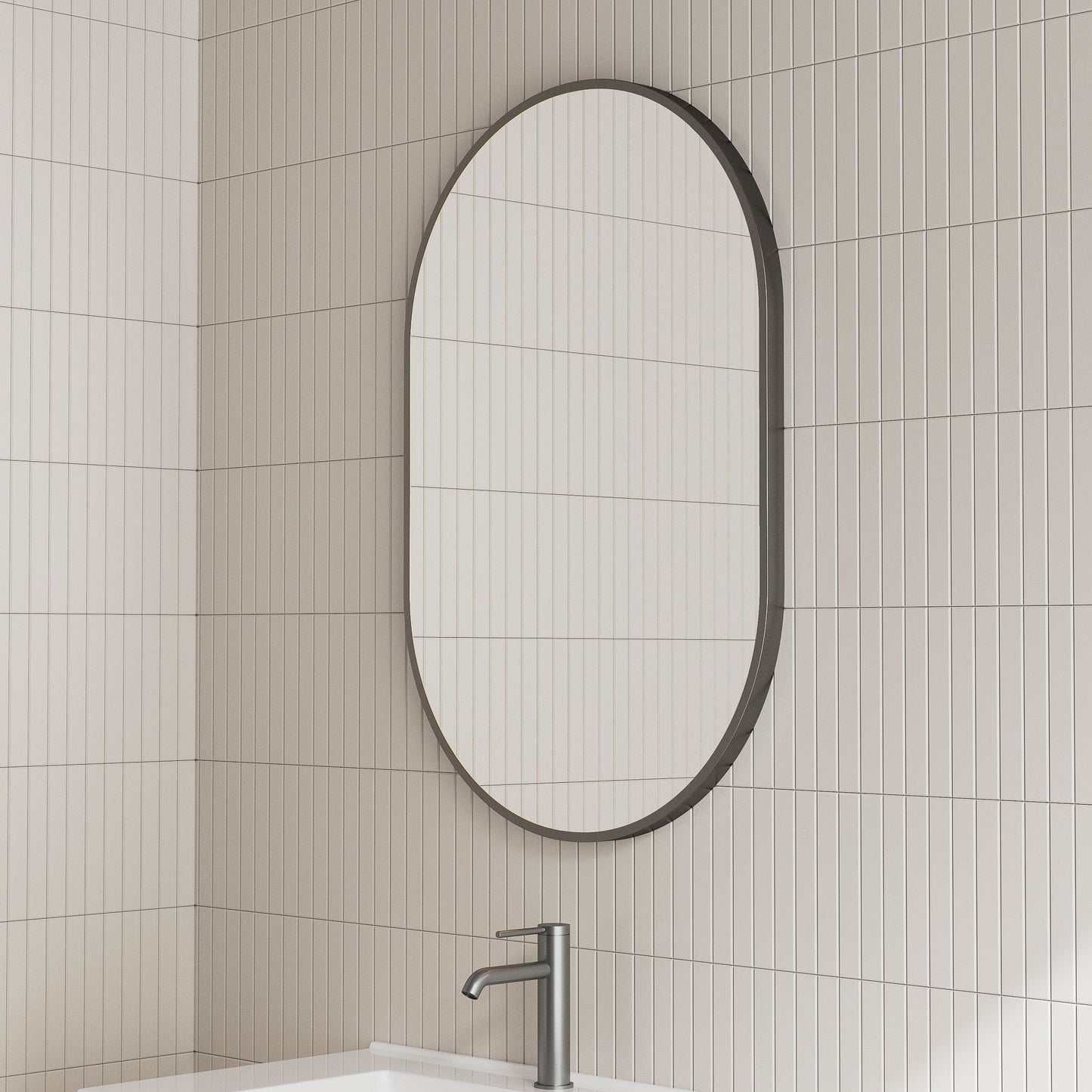 Pill Oval 700mm x 1000mm Mirror with Matte Black Frame