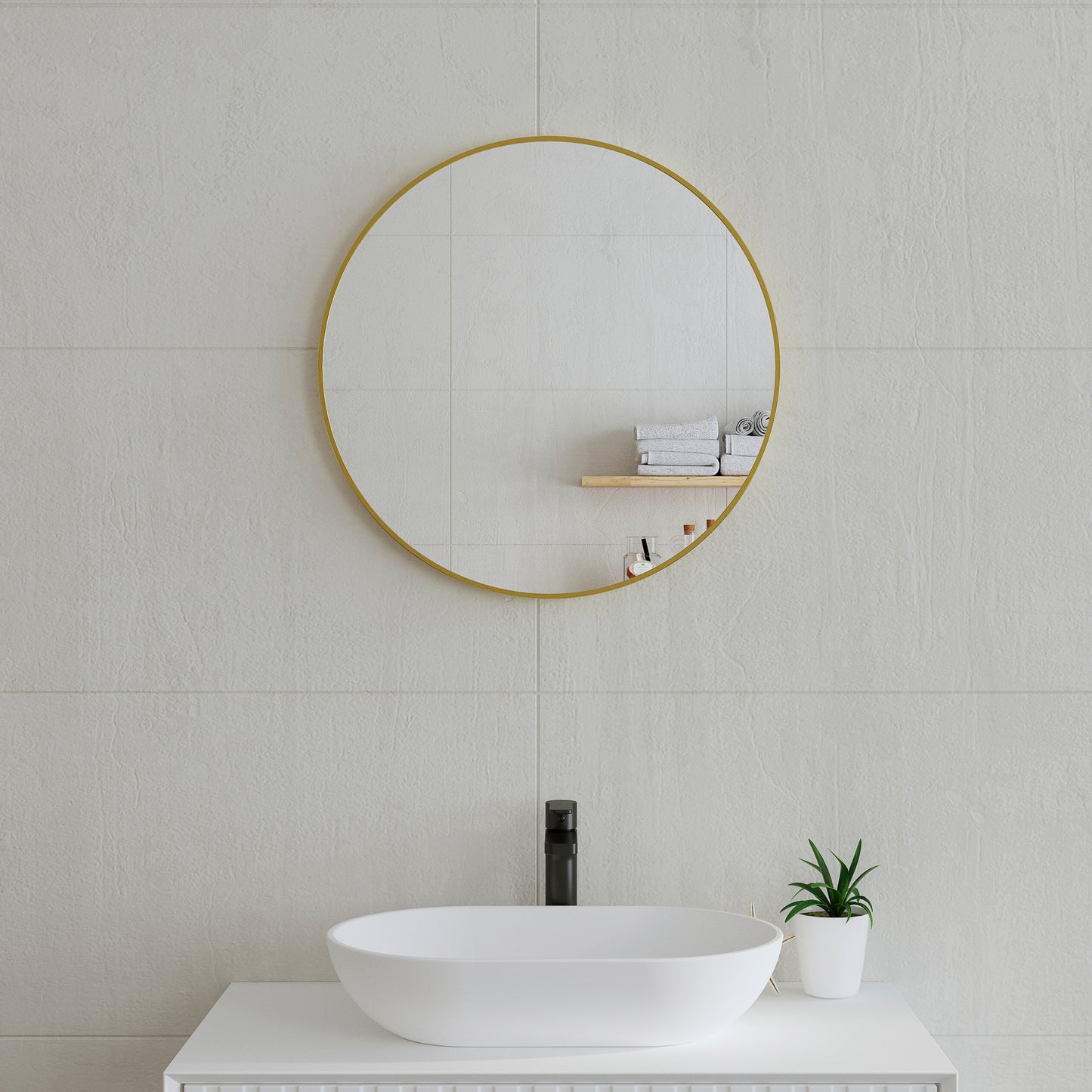 Circa Round 600mm Mirror with Brushed Brass (Gold) Frame