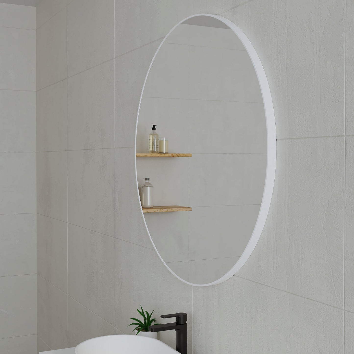 Circa Round 900mm Mirror with Matte White Frame