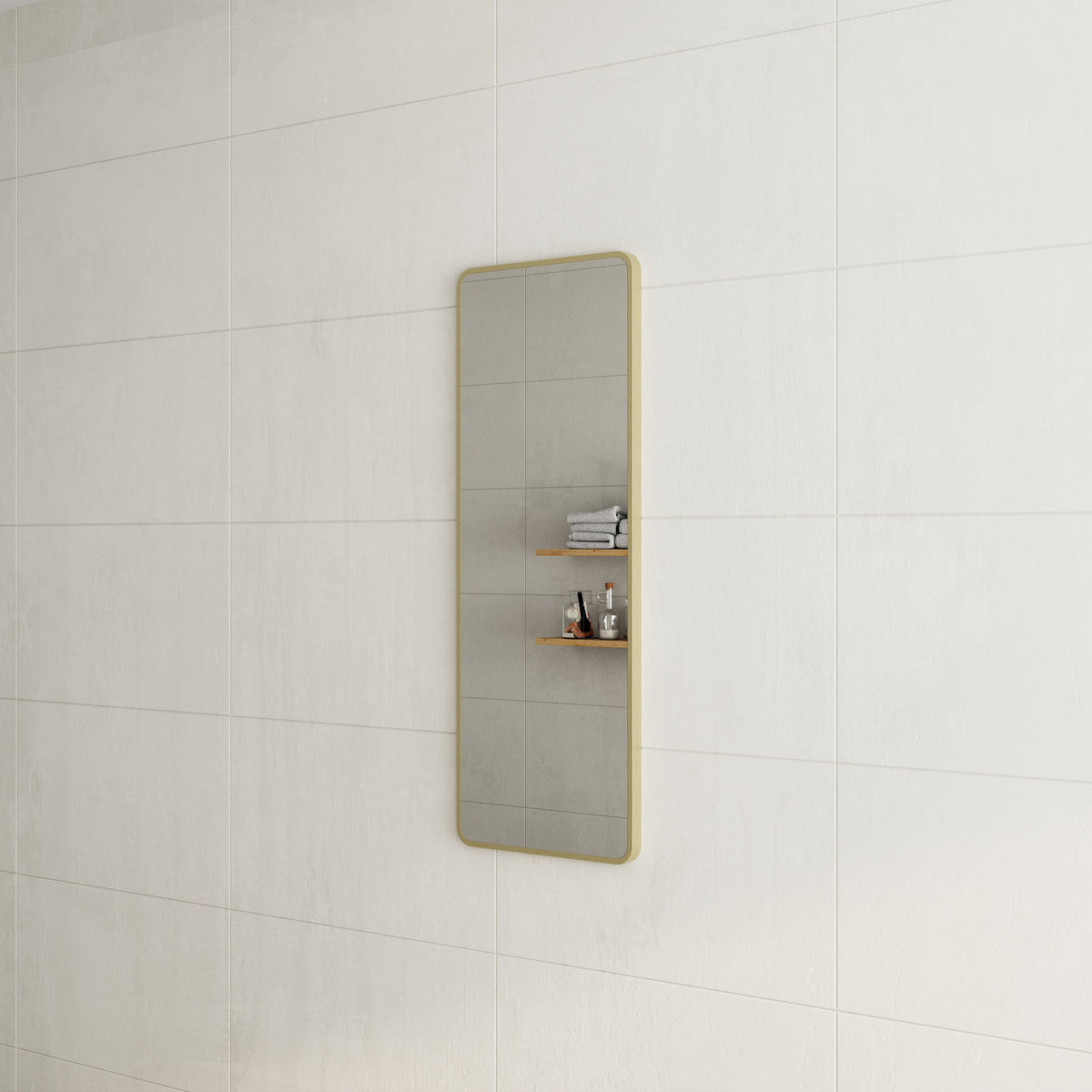 Retti Rectangular 450mm x 1200mm Framed Mirror with Brushed Brass (Gold) Frame