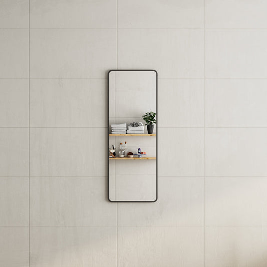 Retti Rectangular 450mm x 1200mm Framed Mirror with Matte Black Frame