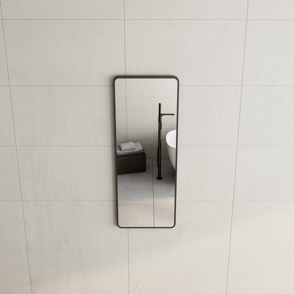 Retti Rectangular 450mm x 1200mm Framed Mirror with Matte Black Frame