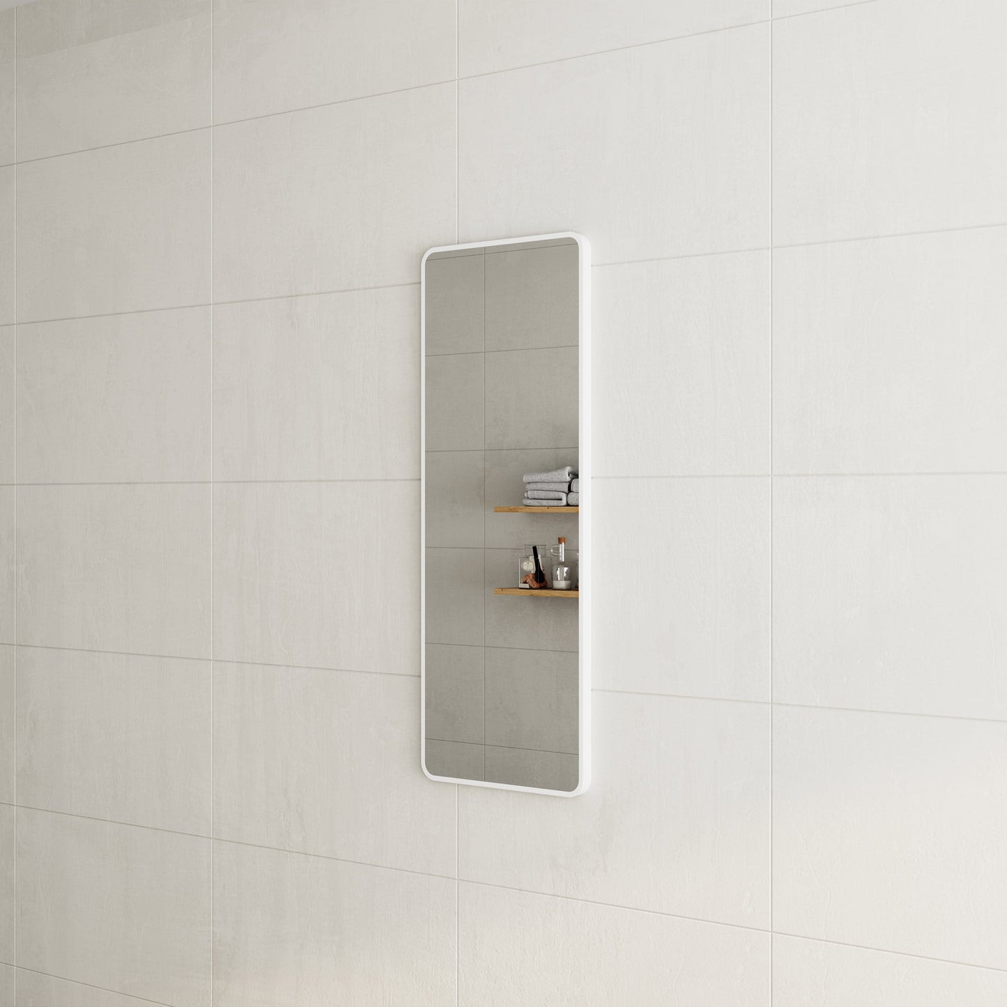 Retti Rectangular 450mm x 1200mm Framed Mirror with Matte White Frame