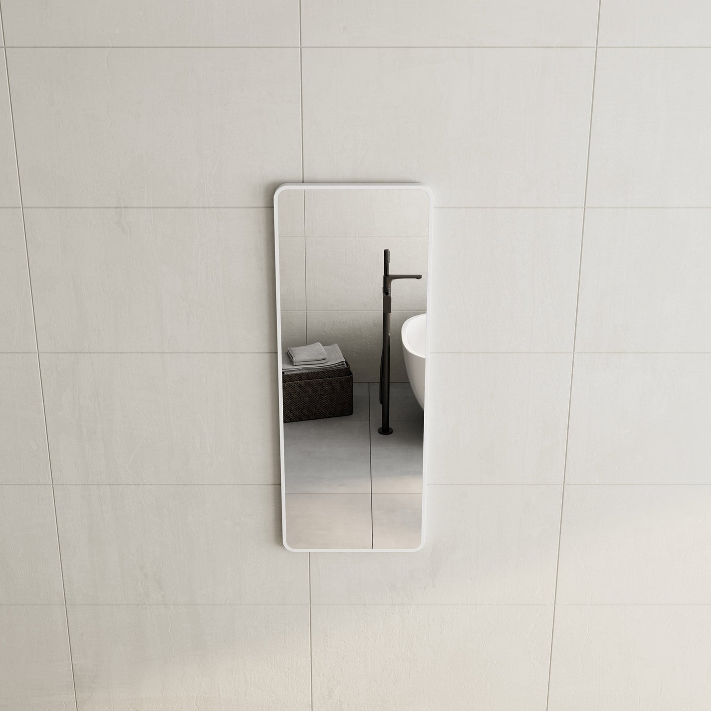 Retti Rectangular 450mm x 1200mm Framed Mirror with Matte White Frame