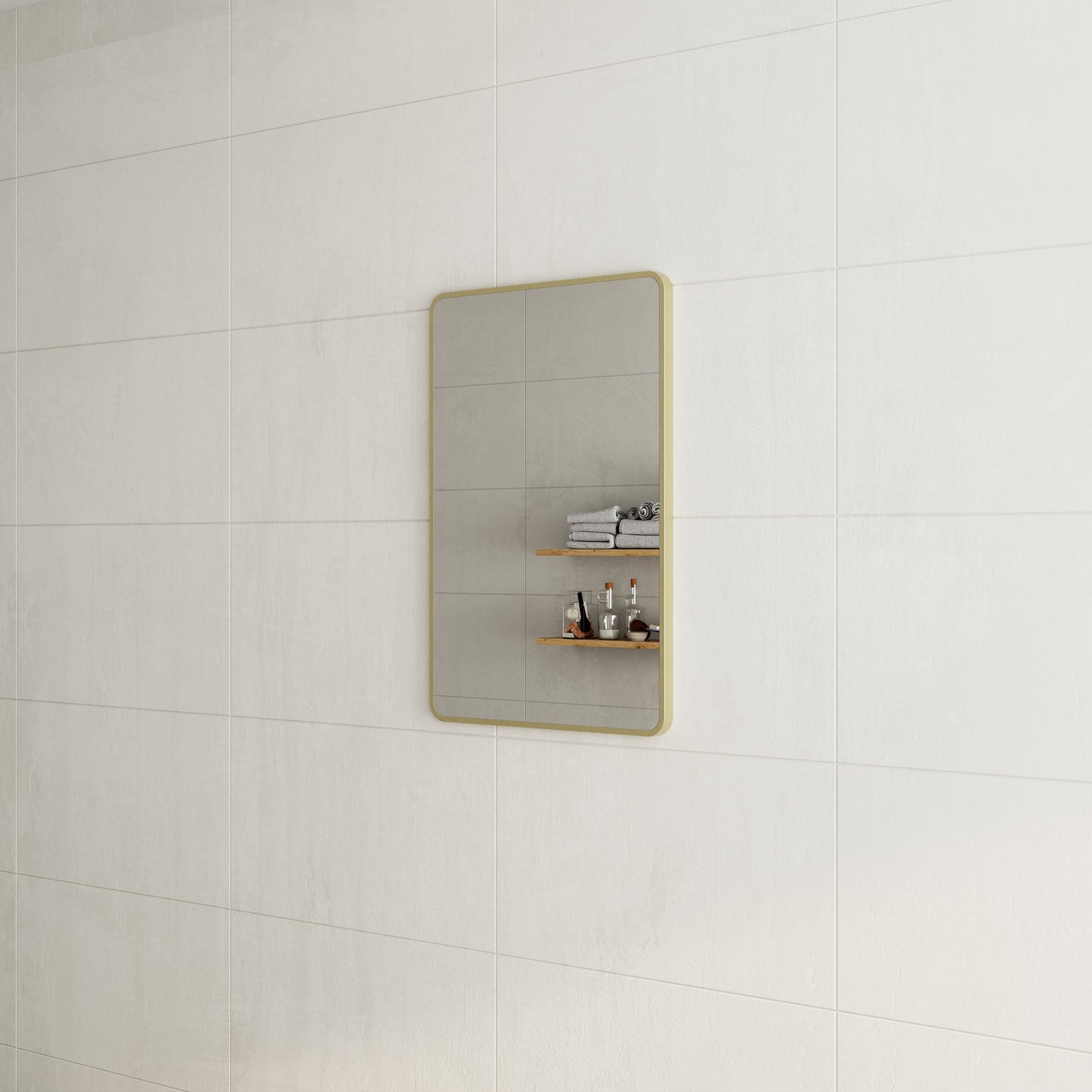 Retti Rectangular 600mm x 900mm Framed Mirror with Brushed Brass (Gold) Frame