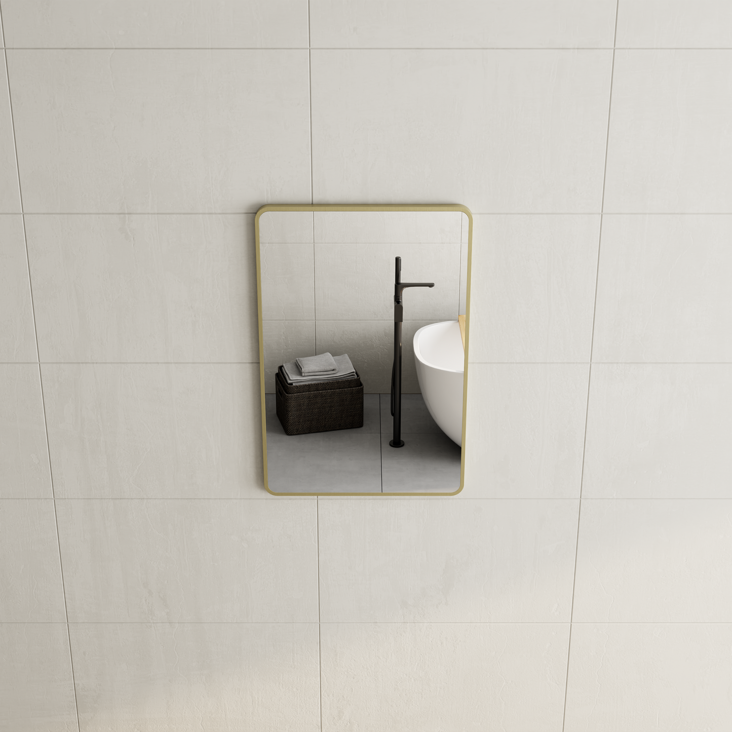 Retti Rectangular 600mm x 900mm Framed Mirror with Brushed Brass (Gold) Frame