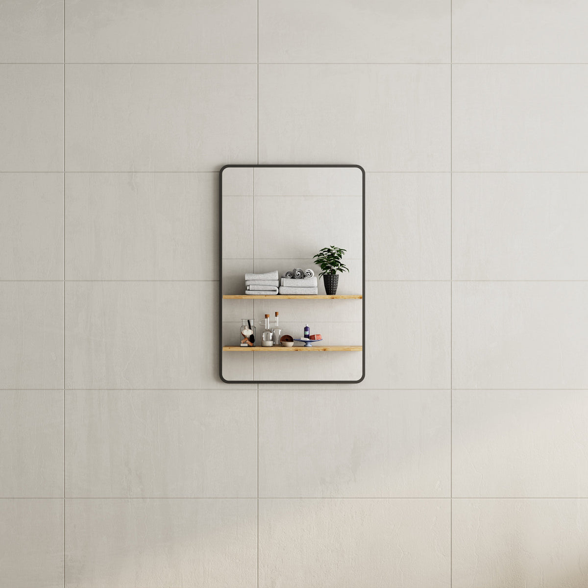 Retti Rectangular 600mm x 900mm Framed Mirror with Matte Black Frame