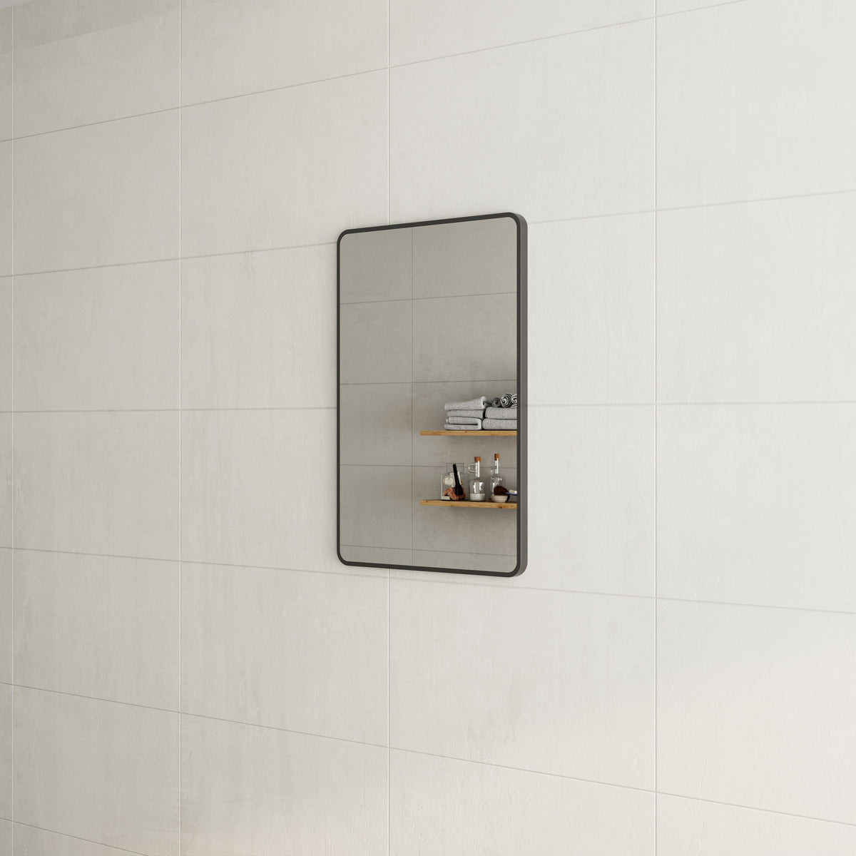 Retti Rectangular 600mm x 900mm Framed Mirror with Matte Black Frame