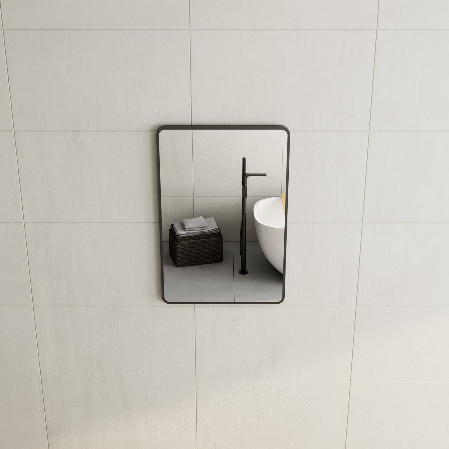 Retti Rectangular 600mm x 900mm Framed Mirror with Matte Black Frame