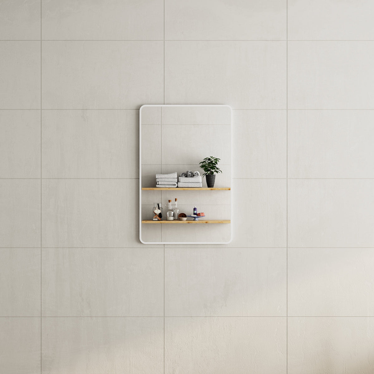 Retti Rectangular 600mm x 900mm Framed Mirror with Matte White Frame