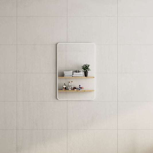 Retti Rectangular 600mm x 900mm Framed Mirror with Matte White Frame