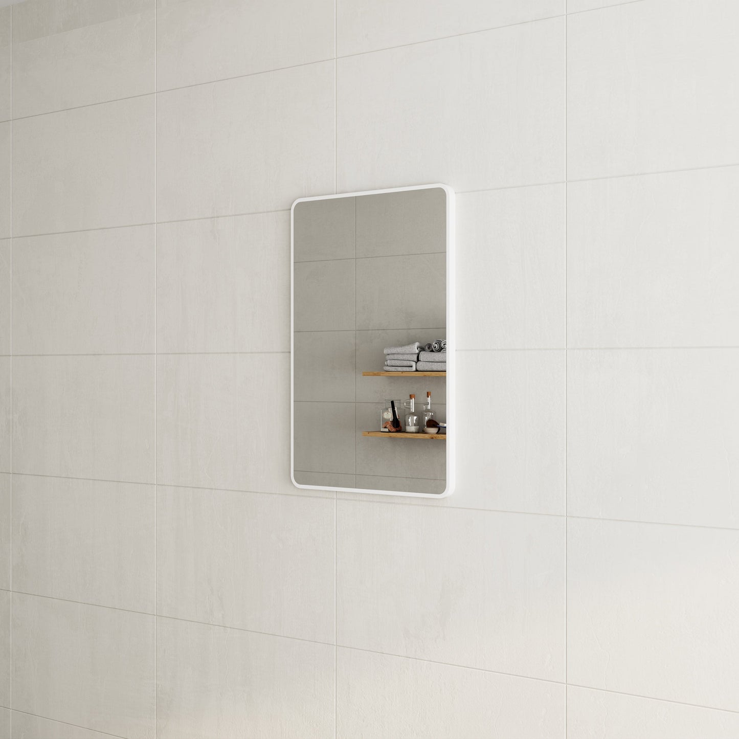 Retti Rectangular 600mm x 900mm Framed Mirror with Matte White Frame