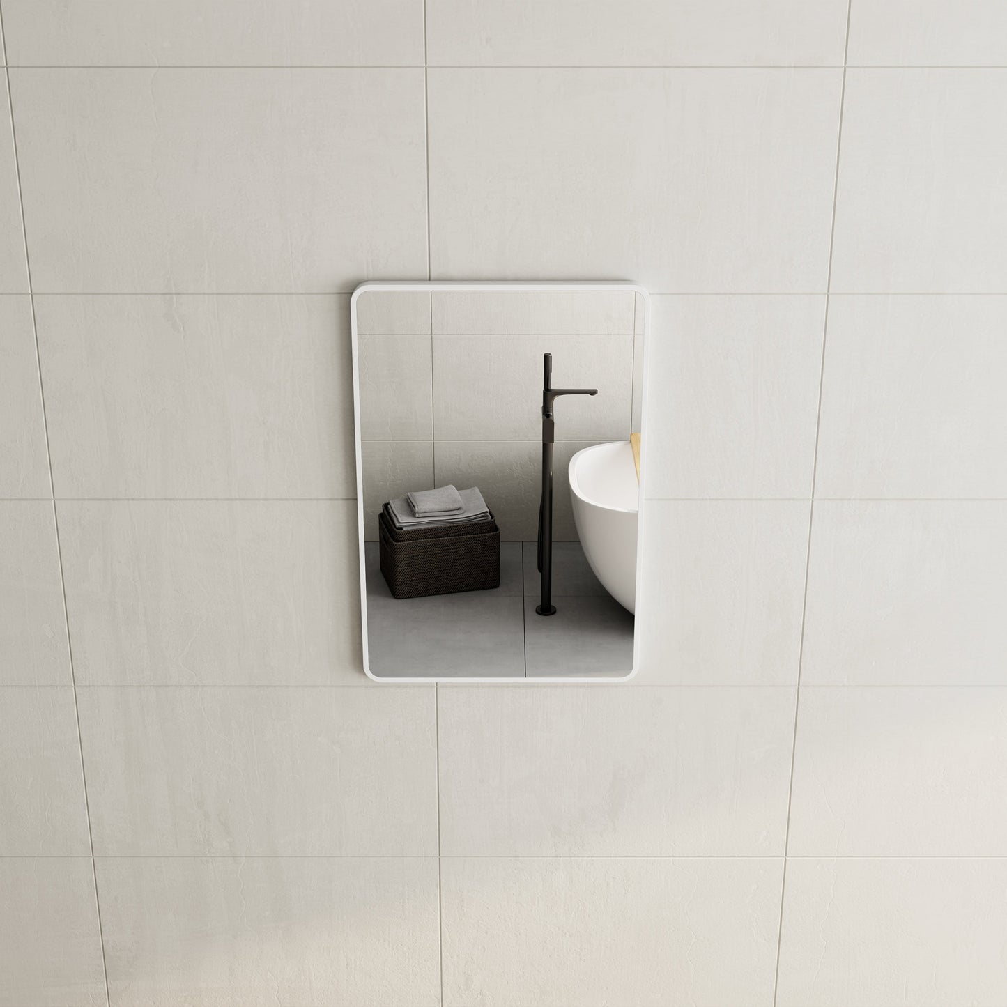 Retti Rectangular 600mm x 900mm Framed Mirror with Matte White Frame