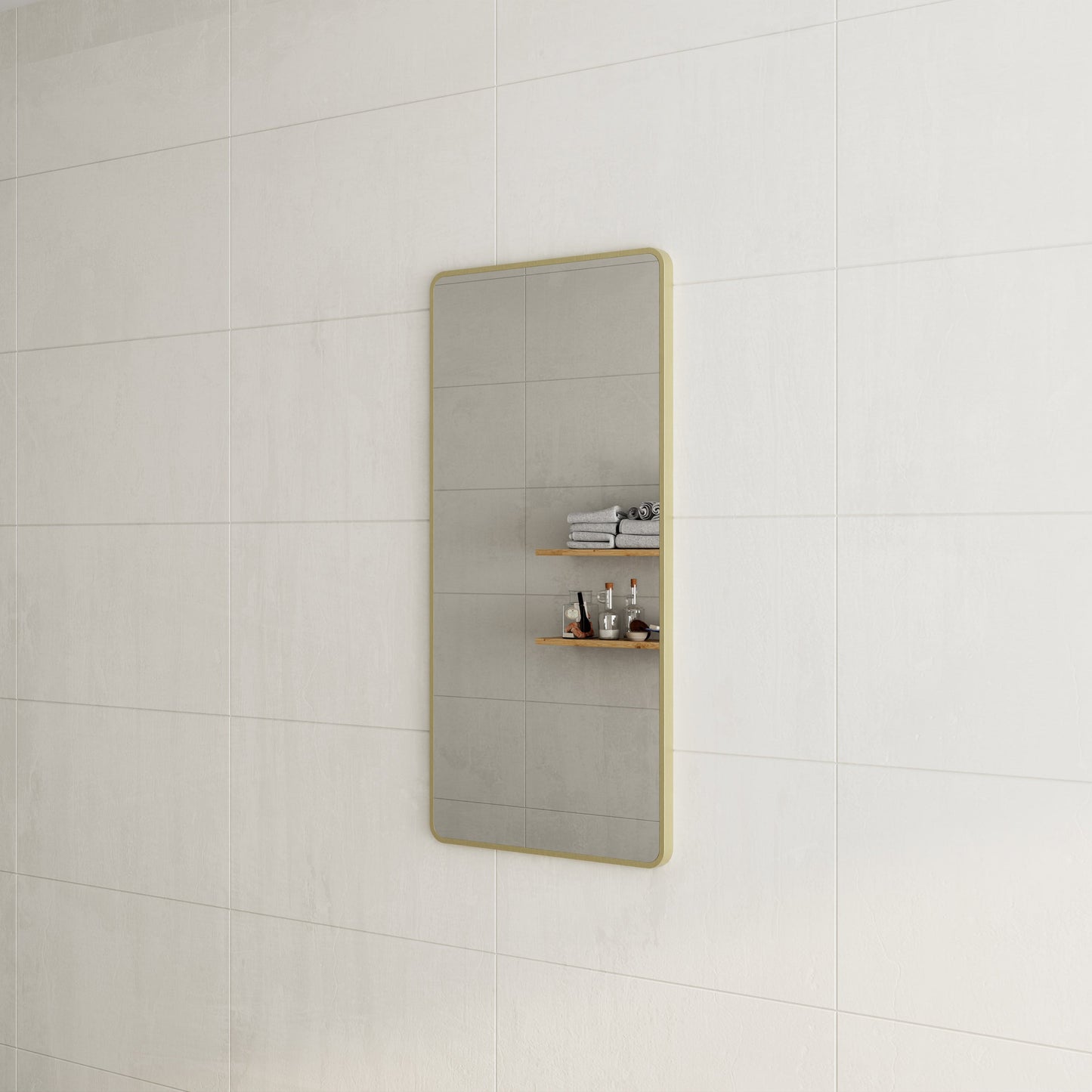 Retti Rectangular 600mm x 1200mm Framed Mirror with Brushed Brass (Gold) Frame