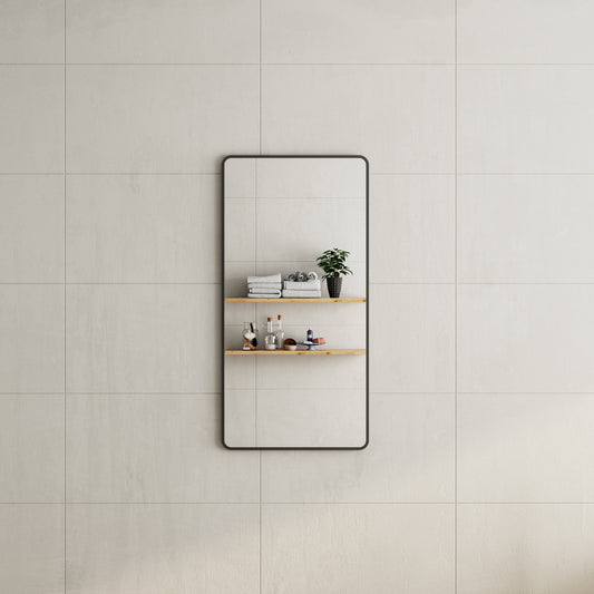 Retti Rectangular 600mm x 1200mm Framed Mirror with Matte Black Frame