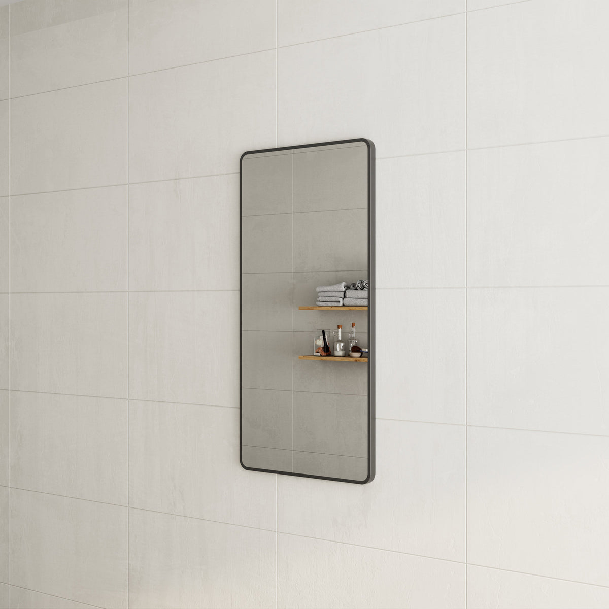 Retti Rectangular 600mm x 1200mm Framed Mirror with Matte Black Frame