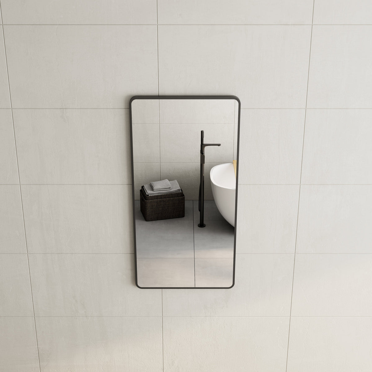 Retti Rectangular 600mm x 1200mm Framed Mirror with Matte Black Frame