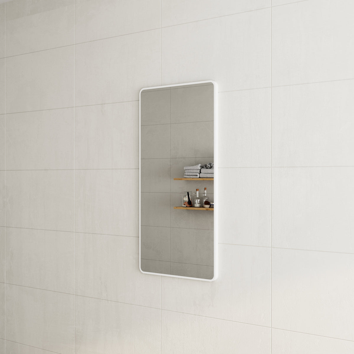 Retti Rectangular 600mm x 1200mm Framed Mirror with Matte White Frame