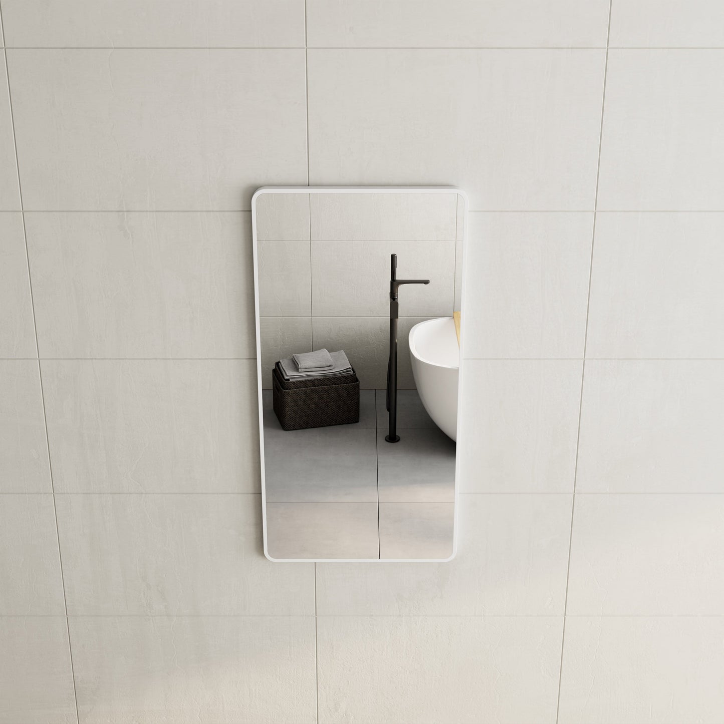 Retti Rectangular 600mm x 1200mm Framed Mirror with Matte White Frame