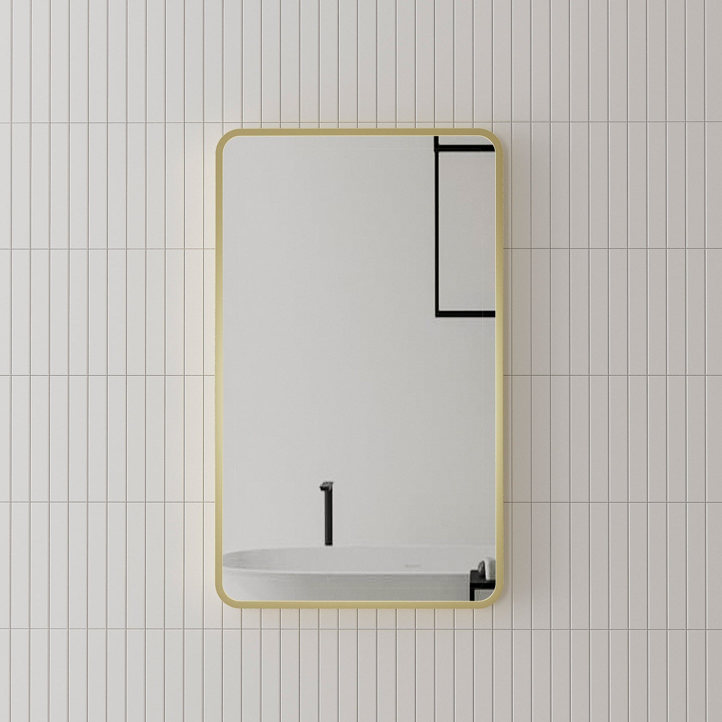 Retti Rectangular 450mm x 750mm Mirror with Brushed Brass (Gold) Frame