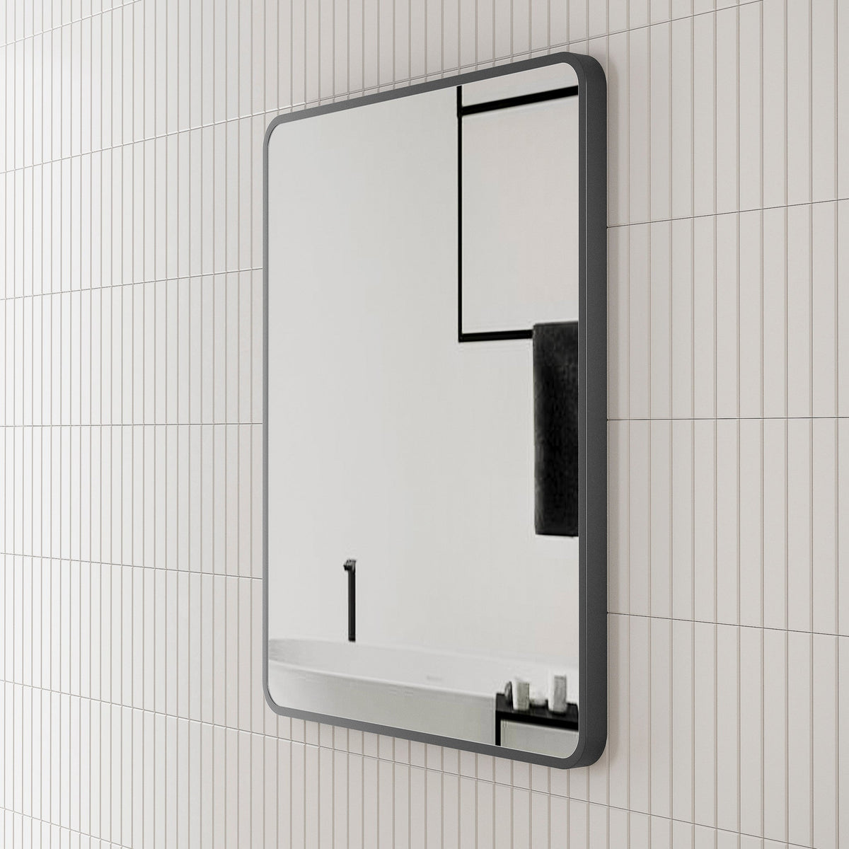 Akhtiar Retti Retti Rectangular 450mm x 750mm Mirror with Matte Black Frame – Enflair