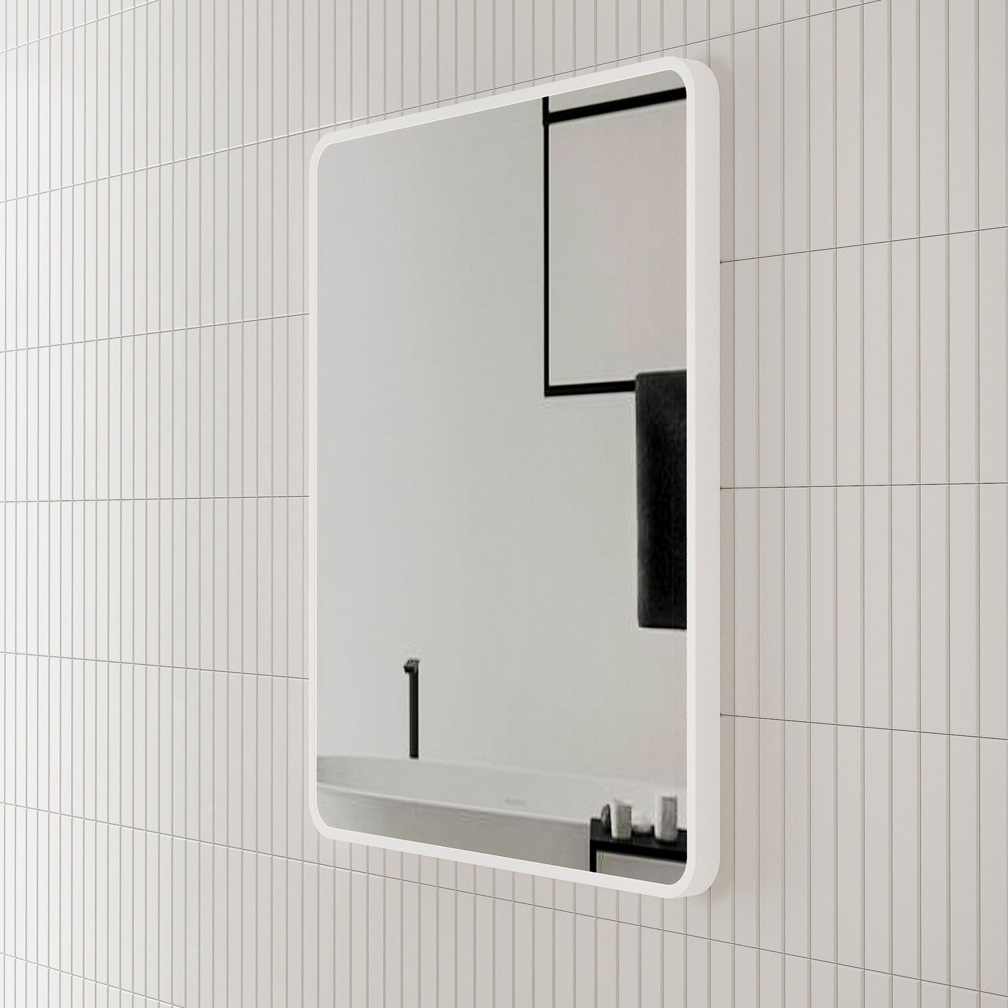 Retti Rectangular 750mm x 900mm Mirror with Matte White Frame