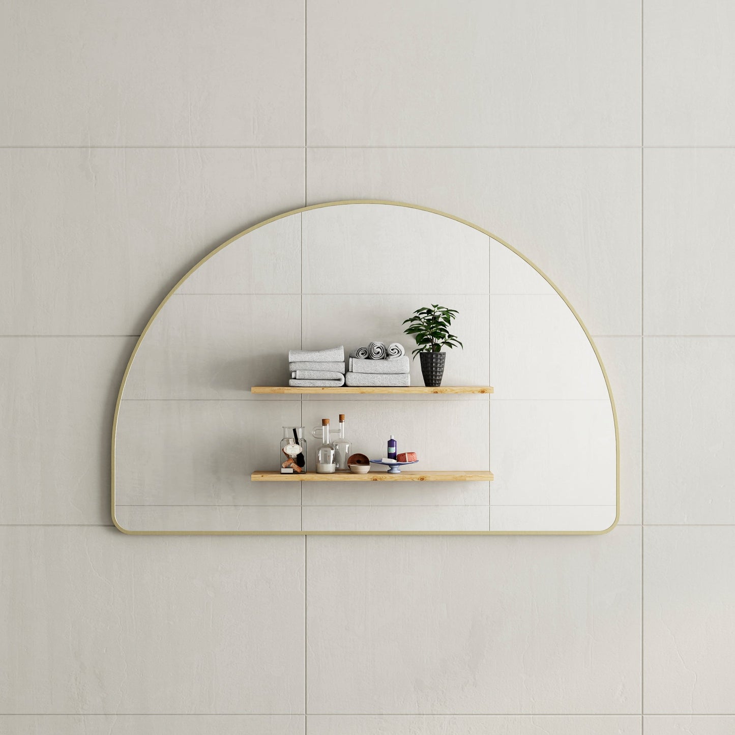 Arco Arch 1200mm x 800mm Mirror with Brushed Brass Gold Frame