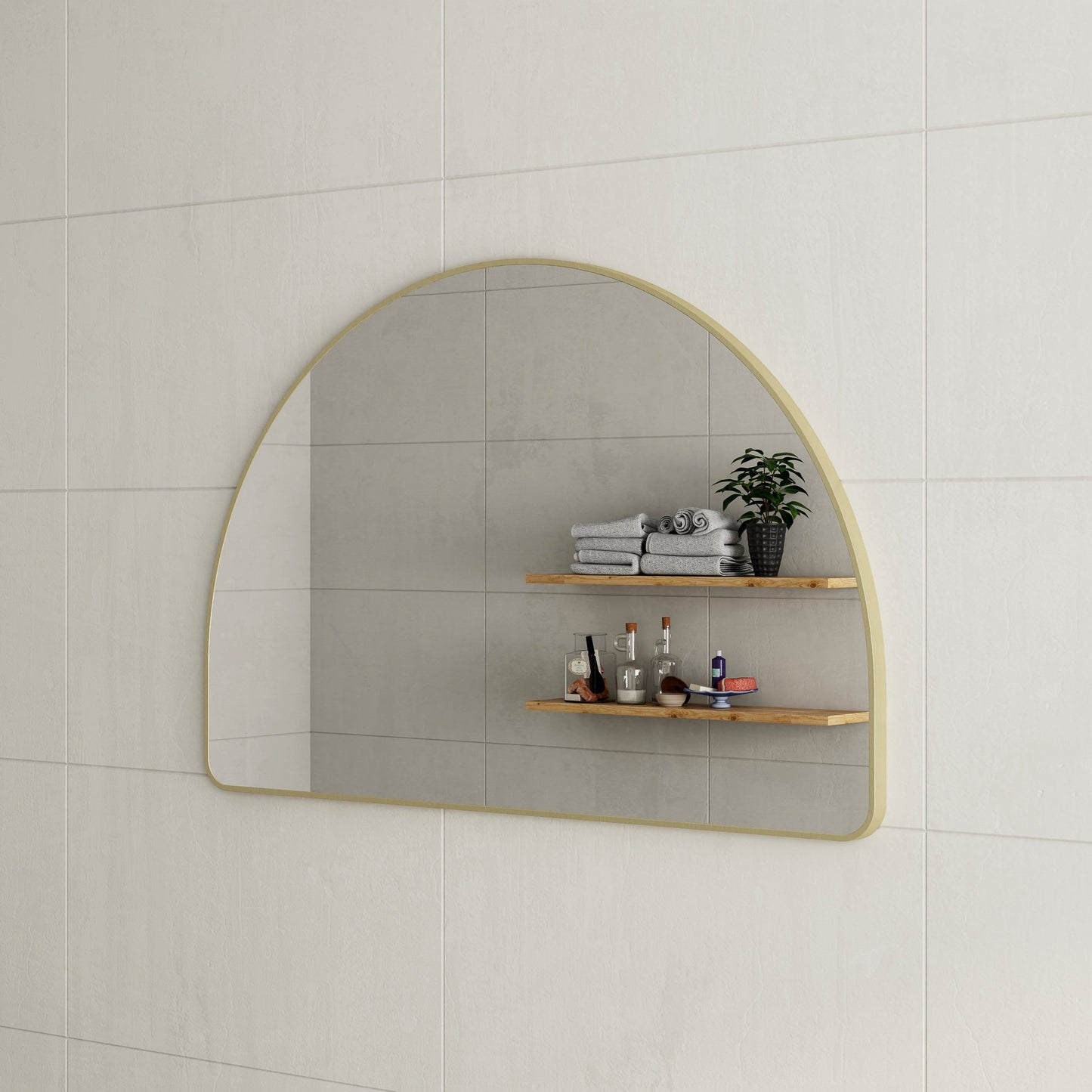 Arco Arch 1200mm x 800mm Mirror with Brushed Brass Gold Frame