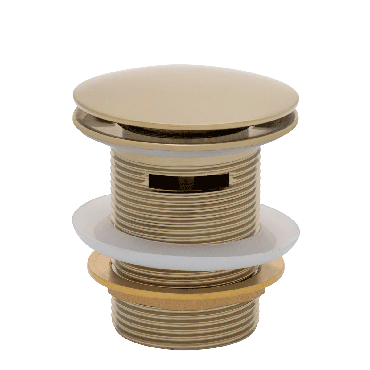 Dome Pop Short Bath Waste 40mm with Overflow and Pull-Out Basket, Brushed Brass (Gold)