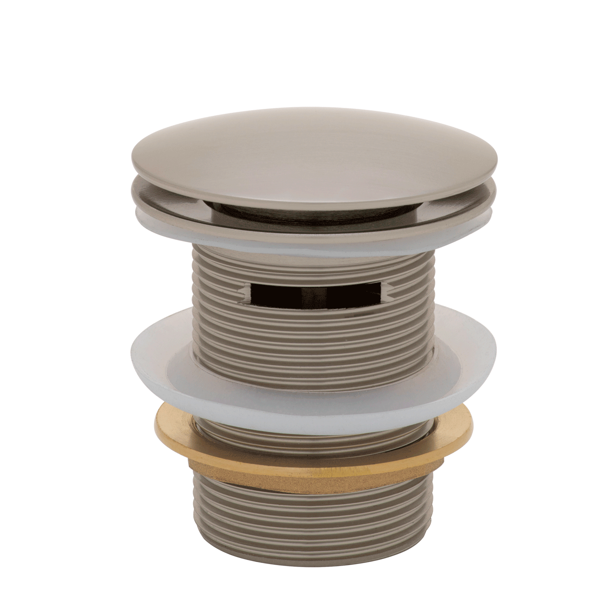 Dome Pop Short Bath Waste 40mm with Overflow and Pull-Out Basket, Brushed Nickel