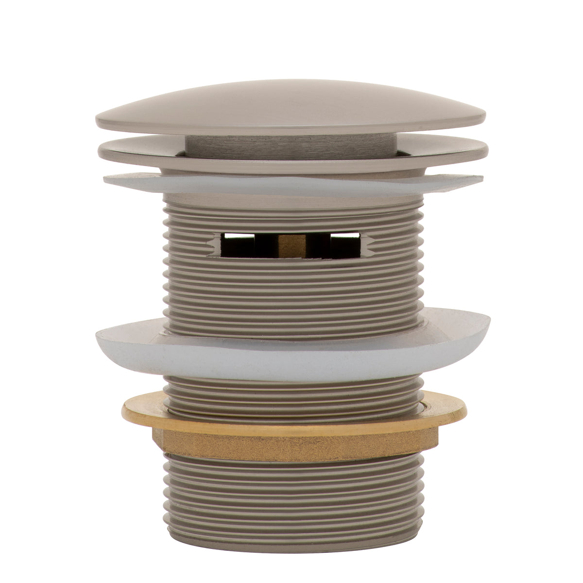 Dome Pop Short Bath Waste 40mm with Overflow and Pull-Out Basket, Brushed Nickel