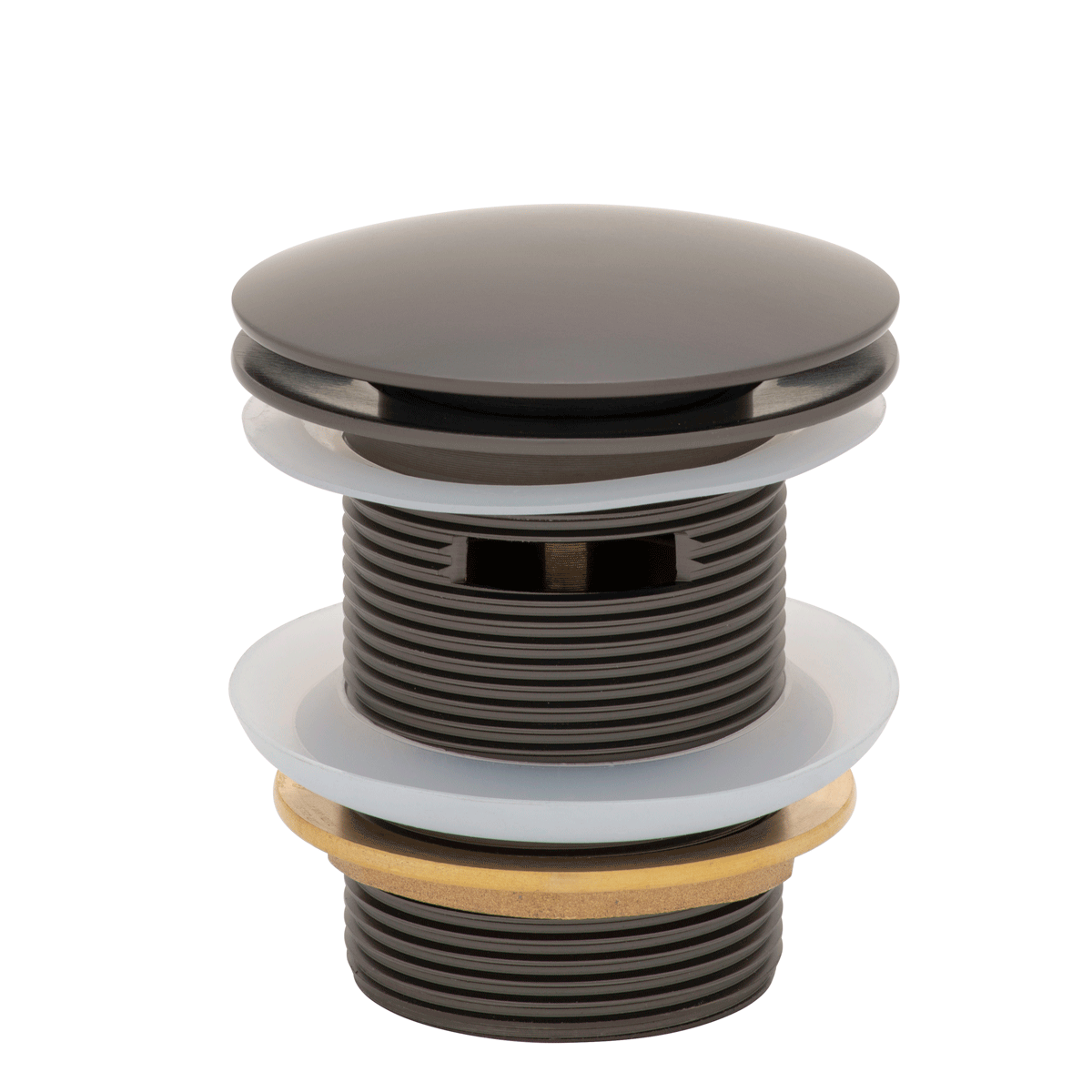Dome Pop Short Bath Waste 40mm with Overflow and Pull-Out Basket, Brushed Gunmetal