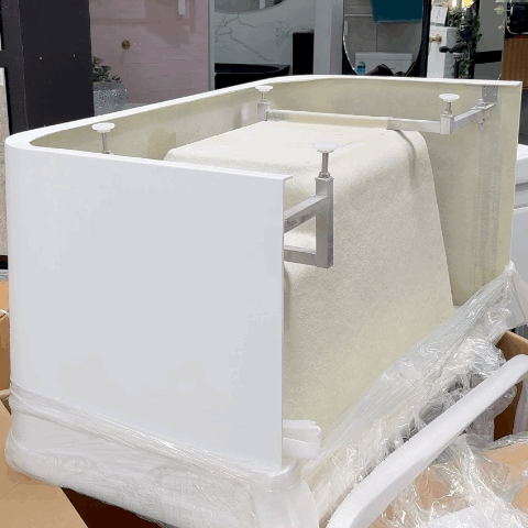 Estus 1200mm Back to Wall Japanese Soaking Bathtub with Seat, Matte White