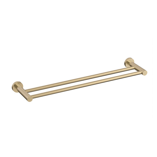 Profile SS 600mm Double Towel Rail, PVD Brushed Brass (Gold)