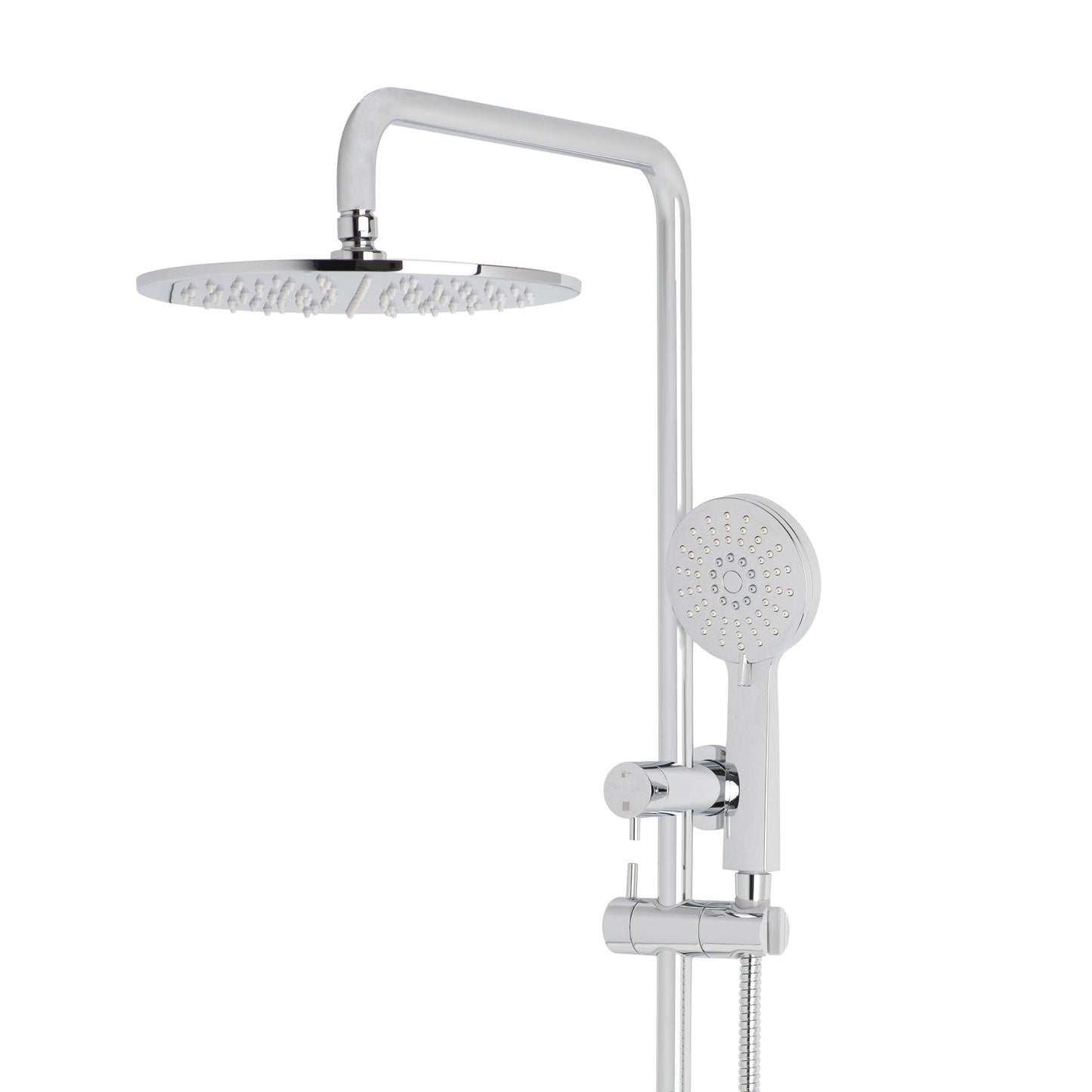 Profile Round Twin Shower System with Adjustable Rail and 250mm Head, Polished Chrome