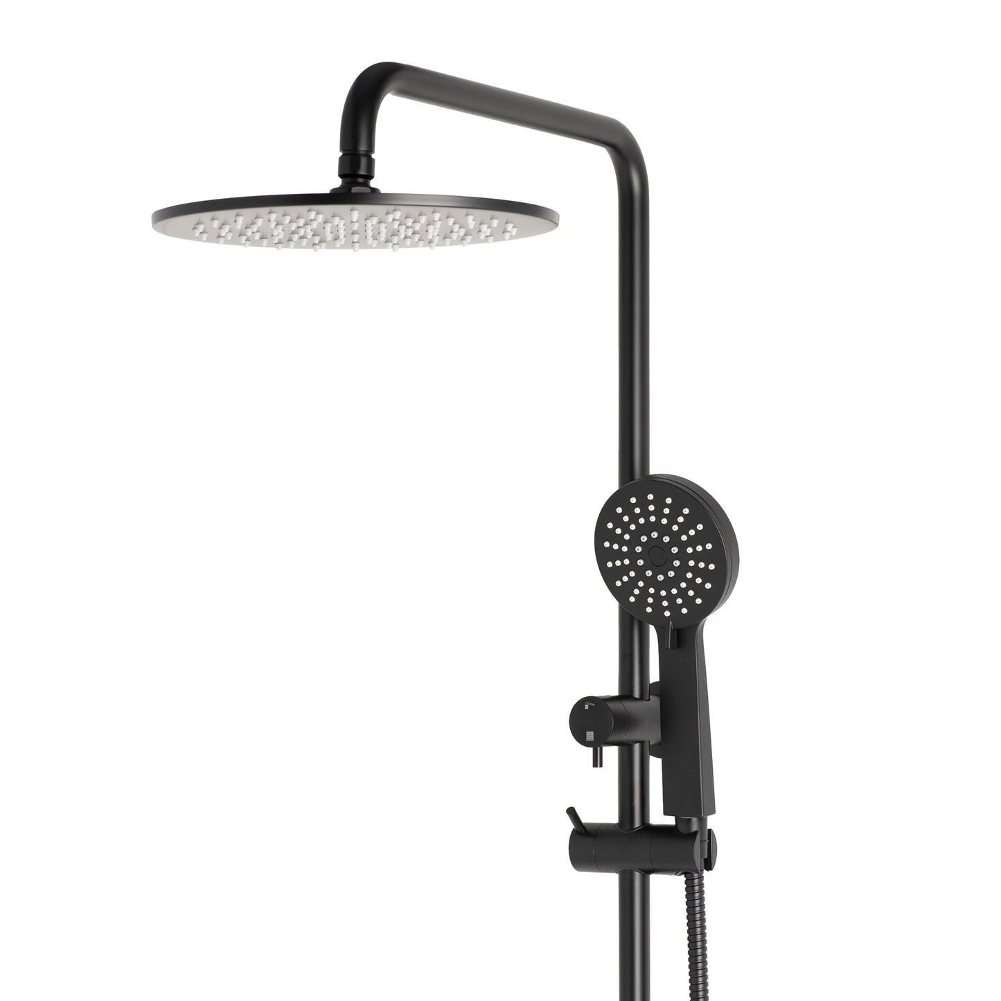 Profile Round Twin Shower System with Adjustable Rail and 250mm Head, Matte Black