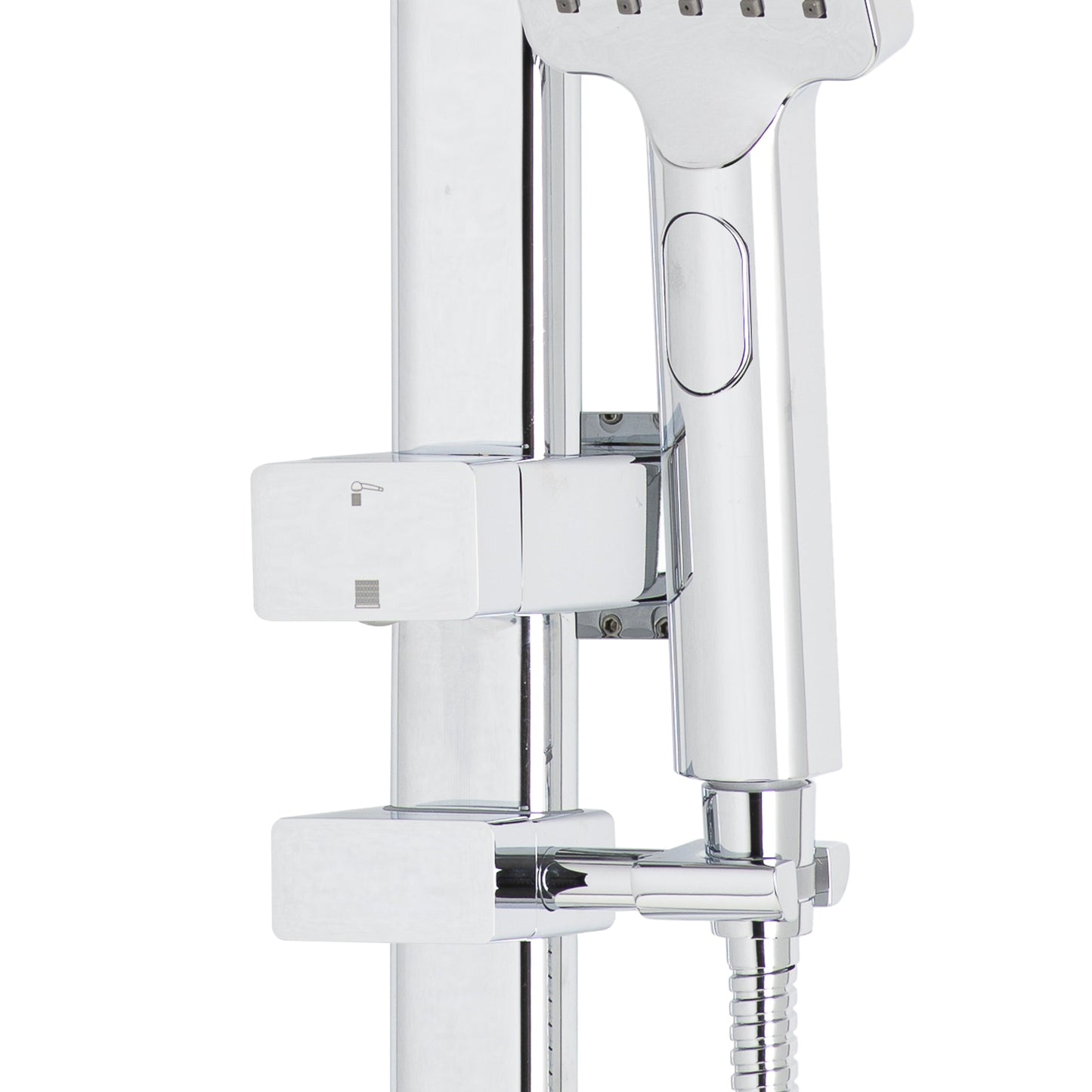Retto Square Twin Shower System with Adjustable Rail and 250mm Head, Polished Chrome