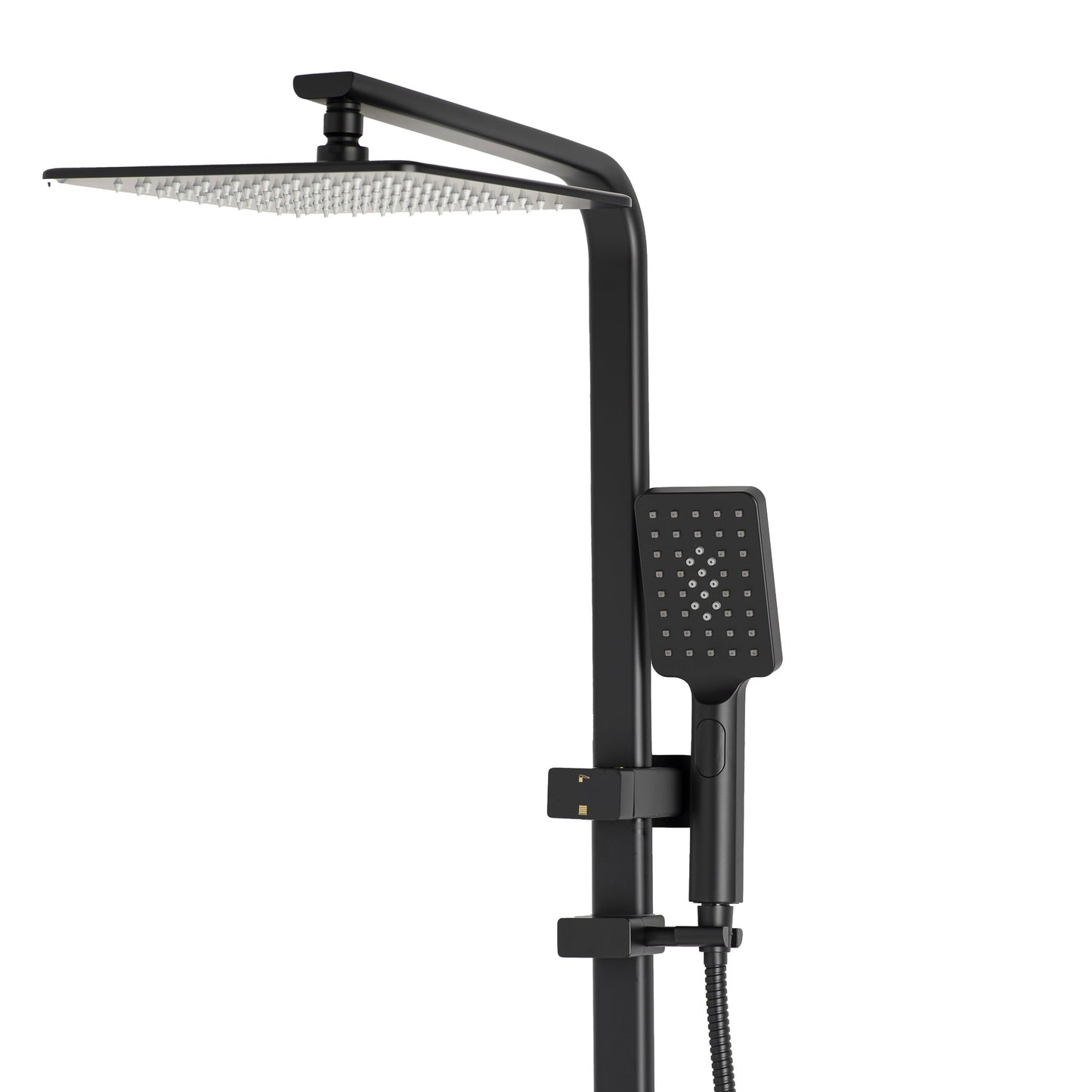 Retto Square Twin Shower System with Adjustable Rail and 250mm Head, Matte Black