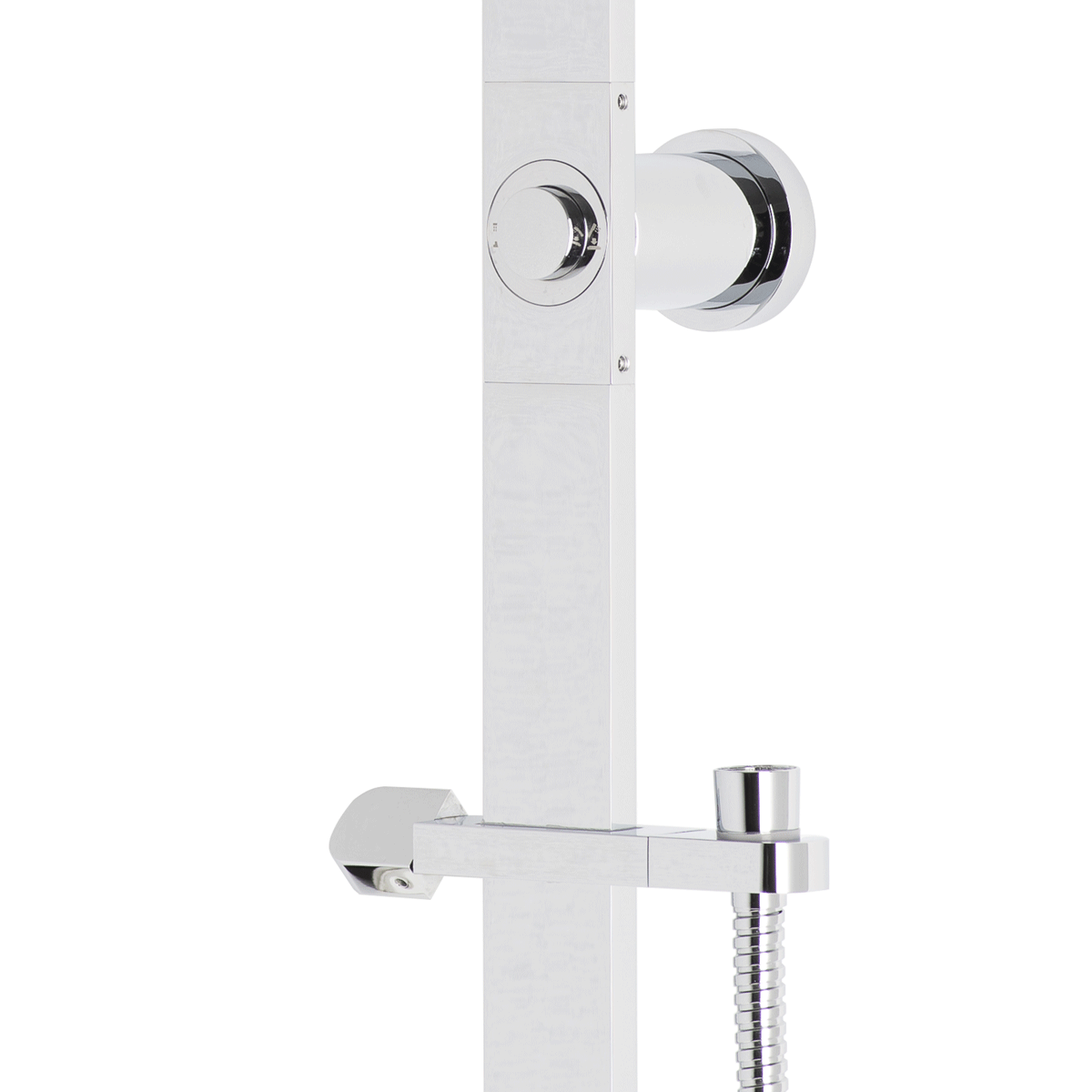 Jena Twin Shower Rail Column with Push Button Diverter, Polished Chrome
