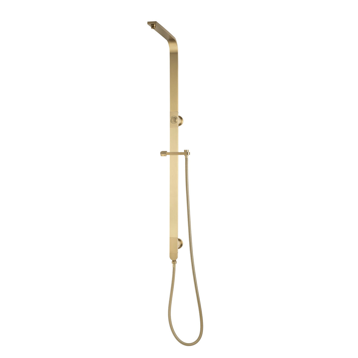 Jena Twin Shower Rail Column with Push Button Diverter, Brushed Brass (Gold)