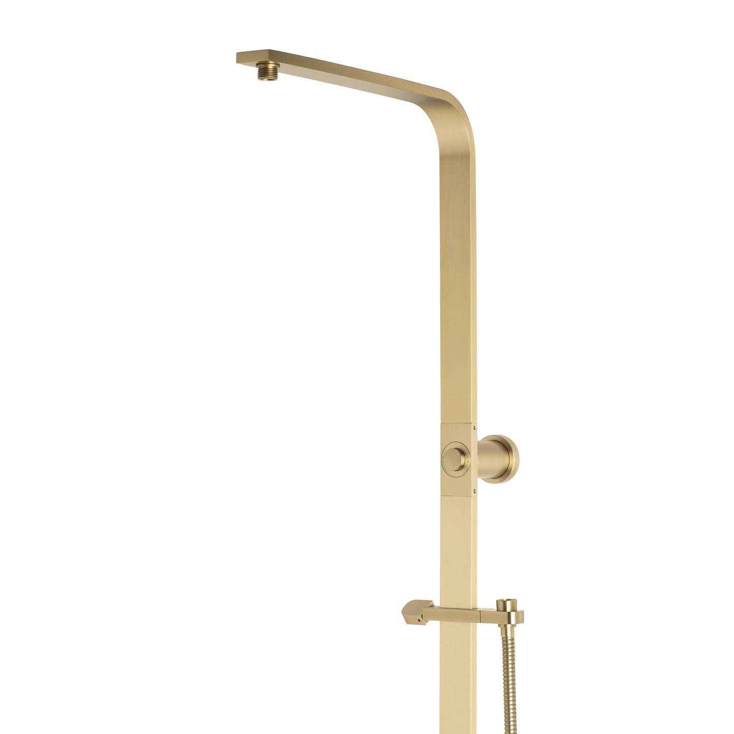 Jena Twin Shower Rail Column with Push Button Diverter, Brushed Brass (Gold)