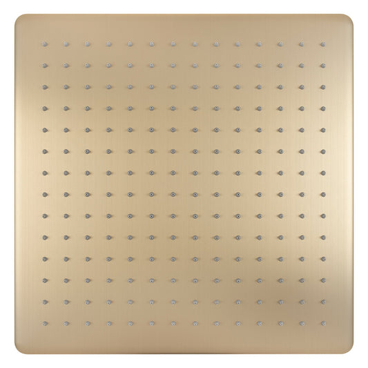 Square 400mm Stainless Steel Rain Shower Head, Brushed Brass (Gold)