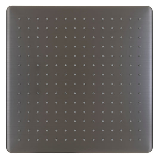 Square 400mm Stainless Steel Rain Shower Head, Brushed Gunmetal
