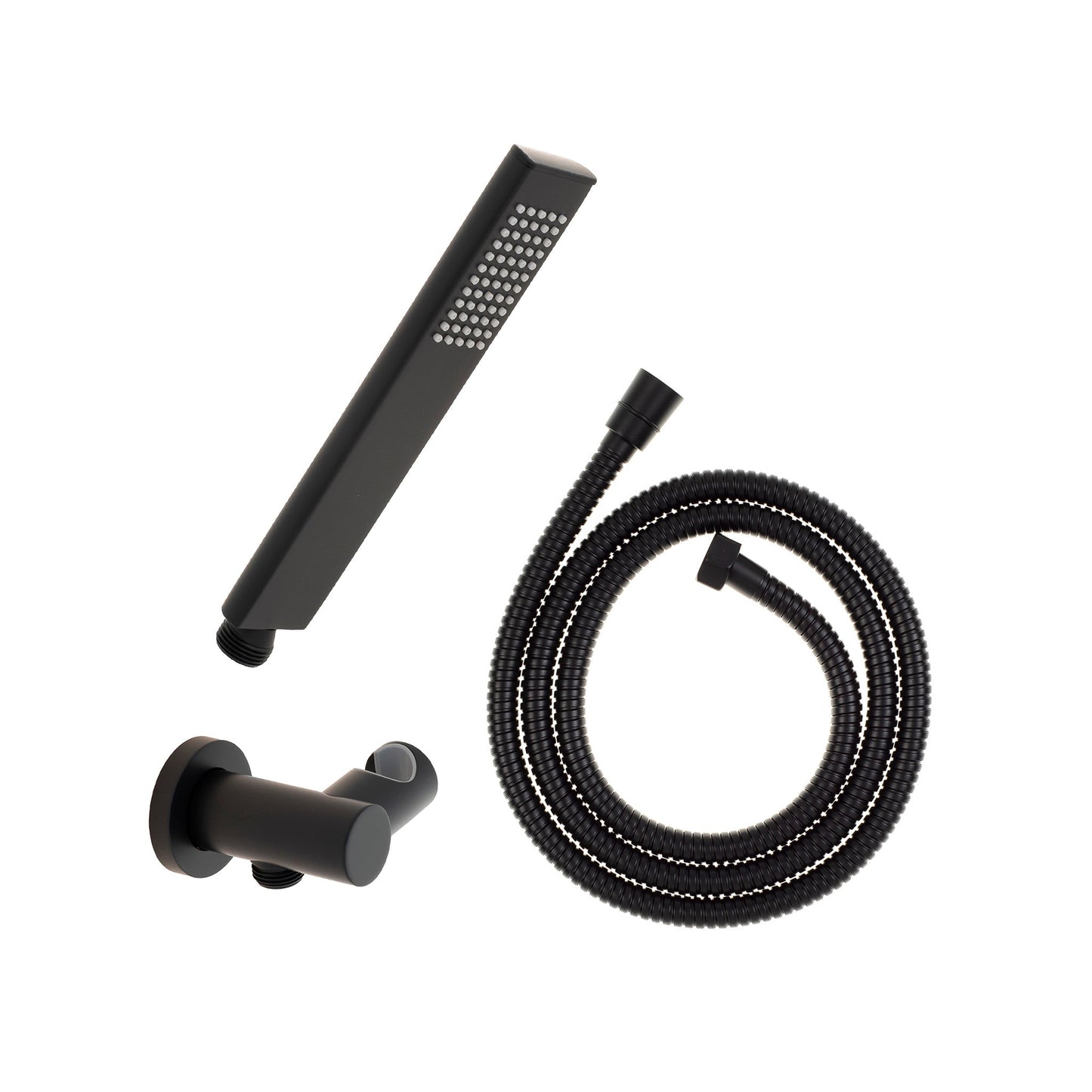 Block Square Hand Shower with Holder, Matte Black